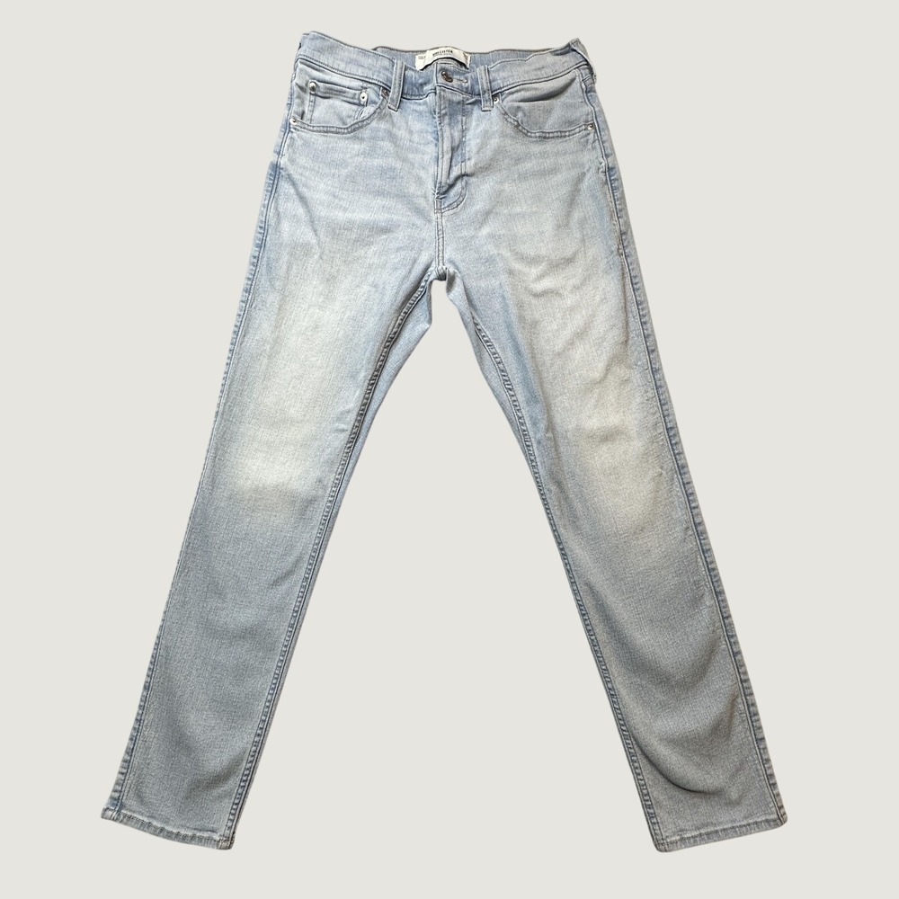 Hollister Jeans Mens 32x32 (30x29) Athletic Skinny Light Wash Blue Stretch Denim